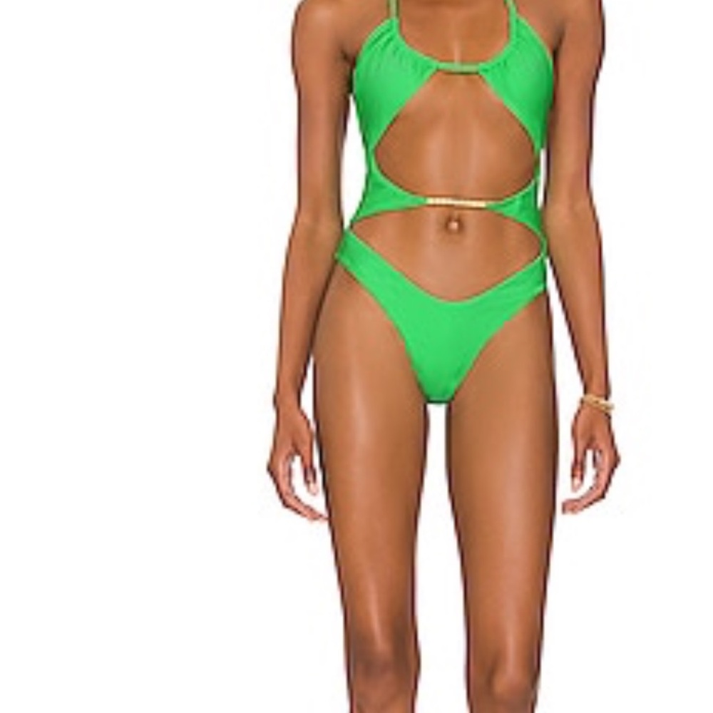 Green Cutout One-Piece Swimsuit